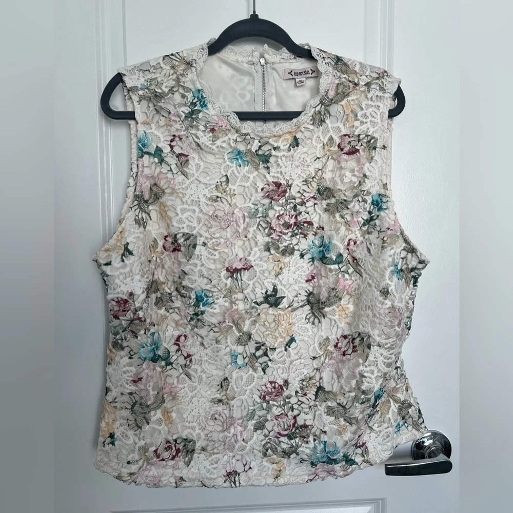 Nanette Lepore Sleeveless Lace Top Size XL‎ (0473)